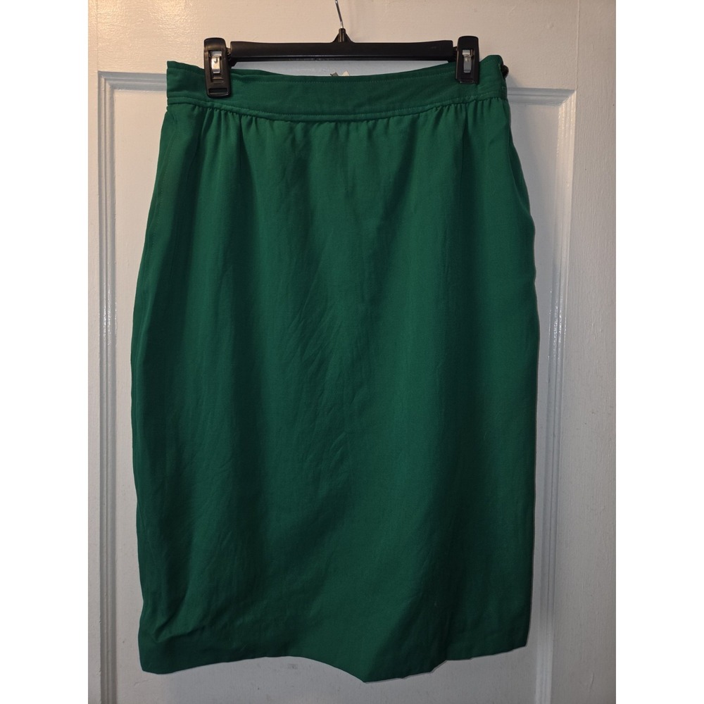 Vintage 80's Ungaro Emerald Green Pencil Skirt. Lined.  14